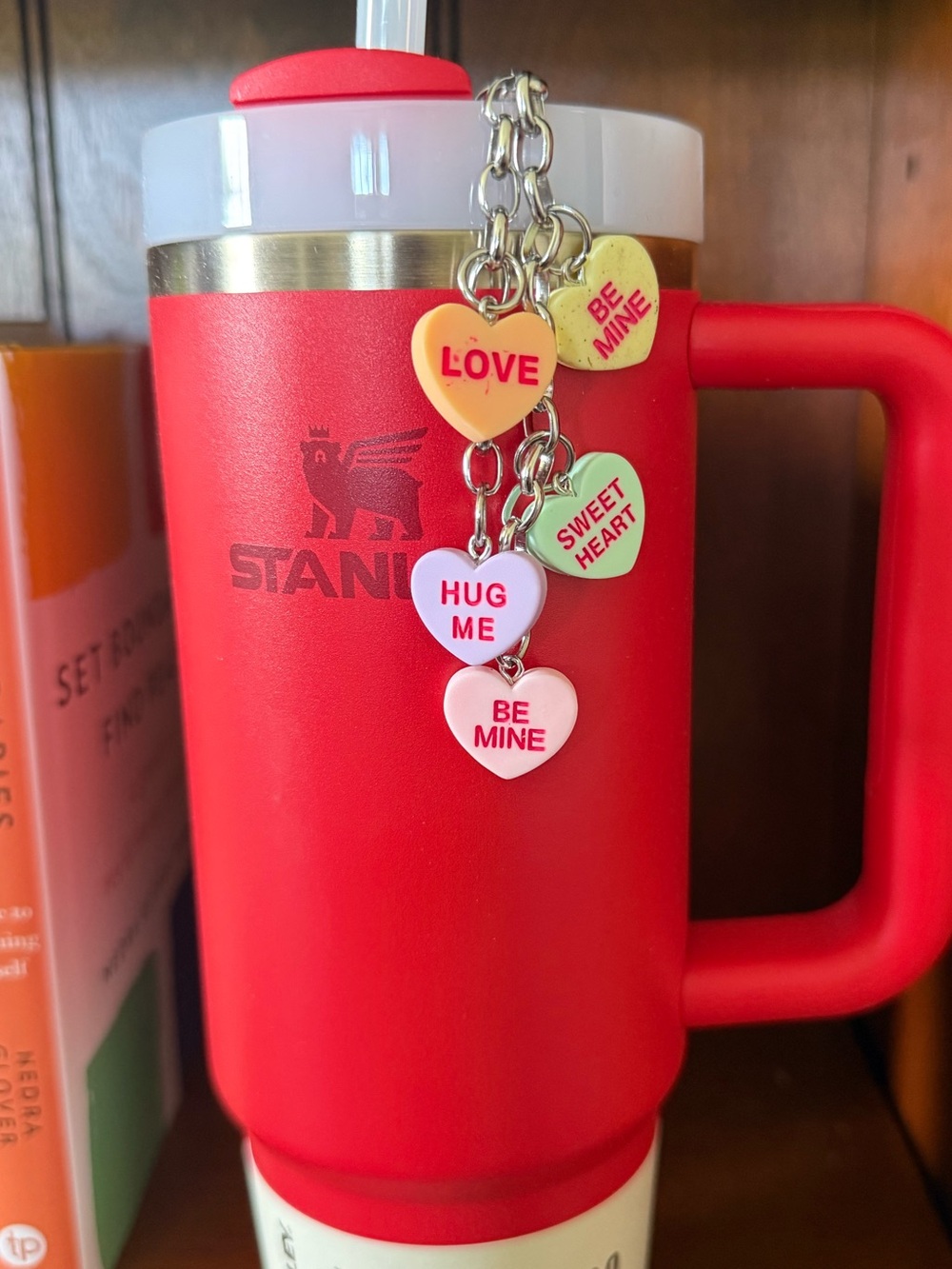 Handcrafted heart jewelry for the Stanley tumbler.